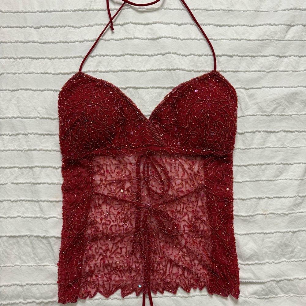 COPY - Passport Red Beaded Tank Top